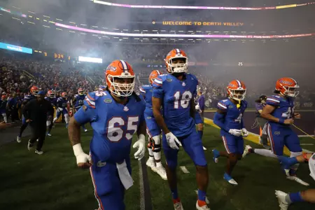 during the Gators' game against the LSU Tigers on Saturday, November 11, 2023 at Tiger Stadium in Gainesville, LA / UAA Communications photo by Mallory Peak