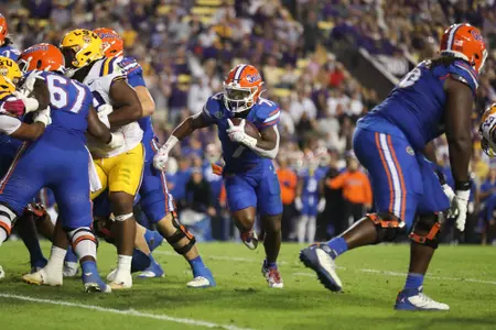 during the Gators' game against the LSU Tigers on Saturday, November 11, 2023 at Tiger Stadium in Gainesville, LA / UAA Communications photo by Mallory Peak