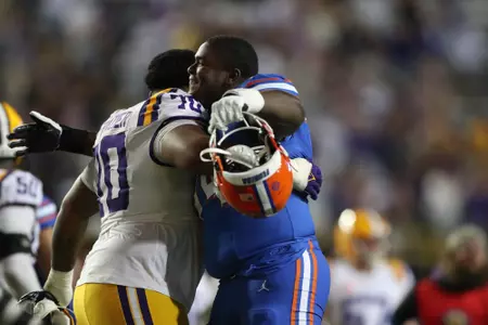 during the Gators' game against the LSU Tigers on Saturday, November 11, 2023 at Tiger Stadium in Gainesville, LA / UAA Communications photo by Mallory Peak