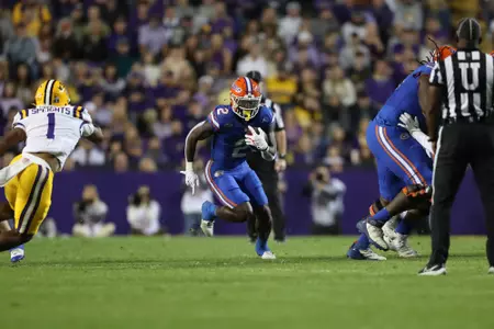 during the Gators' game against the LSU Tigers on Saturday, November 11, 2023 at Tiger Stadium in Baton Rouge, LA / UAA Communications photo by Mallory Peak