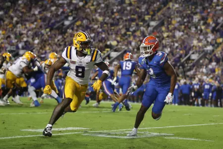 during the Gators' game against the LSU Tigers on Saturday, November 11, 2023 at Tiger Stadium in Gainesville, LA / UAA Communications photo by Mallory Peak