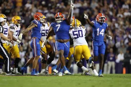 during the Gators' game against the LSU Tigers on Saturday, November 11, 2023 at Tiger Stadium in Baton Rouge, LA / UAA Communications photo by Mallory Peak