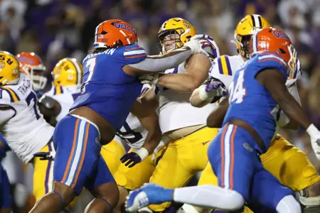 during the Gators' game against the LSU Tigers on Saturday, November 11, 2023 at Tiger Stadium in Baton Rouge, LA / UAA Communications photo by Mallory Peak