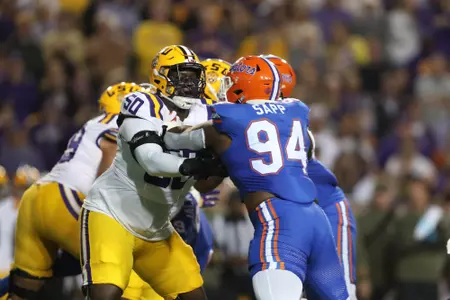 during the Gators' game against the LSU Tigers on Saturday, November 11, 2023 at Tiger Stadium in Gainesville, LA / UAA Communications photo by Mallory Peak