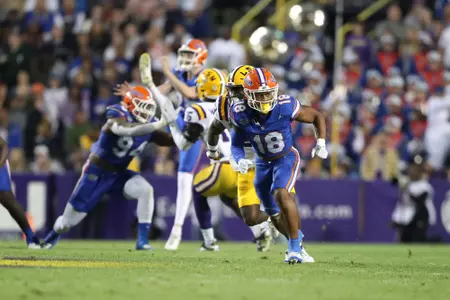 during the Gators' game against the LSU Tigers on Saturday, November 11, 2023 at Tiger Stadium in Gainesville, LA / UAA Communications photo by Mallory Peak
