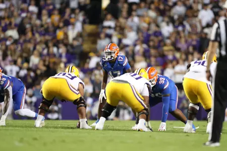 during the Gators' game against the LSU Tigers on Saturday, November 11, 2023 at Tiger Stadium in Gainesville, LA / UAA Communications photo by Mallory Peak