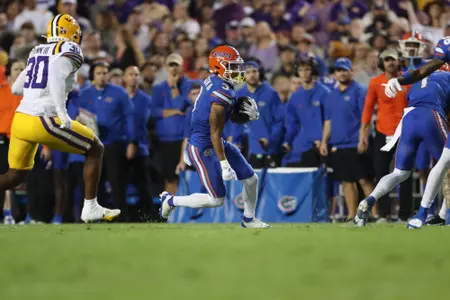 during the Gators' game against the LSU Tigers on Saturday, November 11, 2023 at Tiger Stadium in Gainesville, LA / UAA Communications photo by Mallory Peak