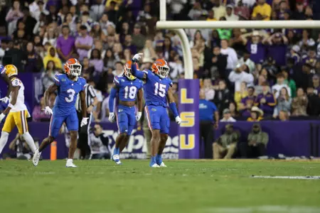 during the Gators' game against the LSU Tigers on Saturday, November 11, 2023 at Tiger Stadium in Gainesville, LA / UAA Communications photo by Mallory Peak
