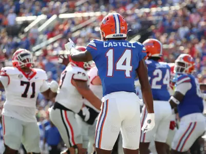 during the Gators' game against the Georgia Bulldogs on Saturday, October 28, 2023 at EverBank Stadium in Jacksonville, Fla. / UAA Communications photo by Emma Bissell