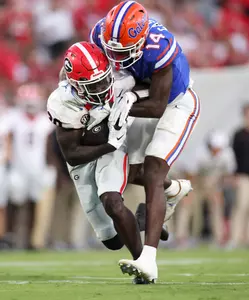 during the Gators' game against the Georgia Bulldogs on Saturday, October 28, 2023 at EverBank Stadium in Jacksonville, Fla. / UAA Communications photo by Maddie Washburn