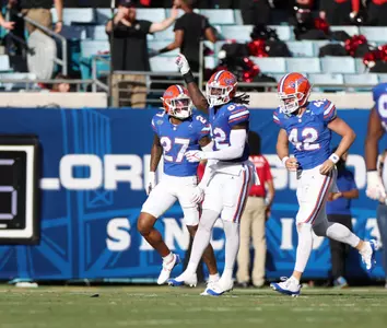 during the Gators' game against the Georgia Bulldogs on Saturday, October 28, 2023 at EverBank Stadium in Jacksonville, Fla. / UAA Communications photo by Maddie Washburn