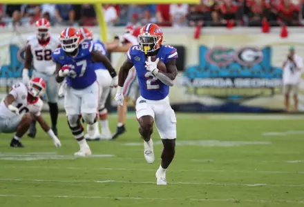 during the Gators' game against the Georgia Bulldogs on Saturday, October 28, 2023 at EverBank Stadium in Jacksonville, Fla. / UAA Communications photo by Emma Bissell