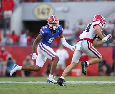during the Gators' game against the Georgia Bulldogs on Saturday, October 28, 2023 at EverBank Stadium in Jacksonville, Fla. / UAA Communications photo by Maddie Washburn