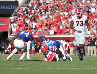 during the Gators' game against the Georgia Bulldogs on Saturday, October 28, 2023 at Ben Hill Griffin Stadium in Gainesville, Fla. / UAA Communications photo by Ashley Ray