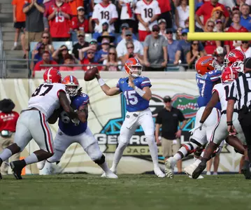 during the Gators' game against the Georgia Bulldogs on Saturday, October 28, 2023 at Ben Hill Griffin Stadium in Gainesville, Fla. / UAA Communications photo by Ashley Ray