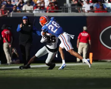 during the Gators' game against the Georgia Bulldogs on Saturday, October 28, 2023 at Ben Hill Griffin Stadium in Gainesville, Fla. / UAA Communications photo by Ashley Ray