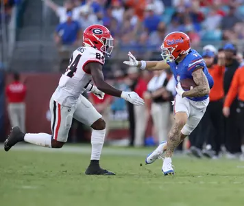 during the Gators' game against the Georgia Bulldogs on Saturday, October 28, 2023 at EverBank Stadium in Jacksonville, Fla. / UAA Communications photo by Maddie Washburn