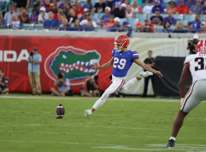 during the Gators' game against the Georgia Bulldogs on Saturday, October 28, 2023 at EverBank Stadium in Jacksonville, Fla. / UAA Communications photo by Emma Bissell