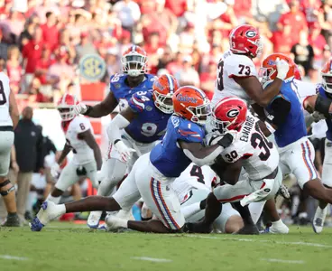 during the Gators' game against the Georgia Bulldogs on Saturday, October 28, 2023 at Ben Hill Griffin Stadium in Gainesville, Fla. / UAA Communications photo by Ashley Ray