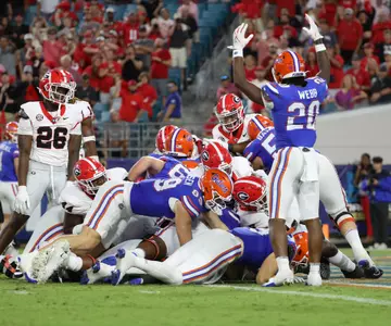 during the Gators' game against the Georgia Bulldogs on Saturday, October 28, 2023 at Ben Hill Griffin Stadium in Gainesville, Fla. / UAA Communications photo by Ashley Ray