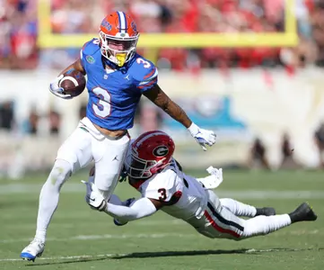 during the Gators' game against the Georgia Bulldogs on Saturday, October 28, 2023 at EverBank Stadium in Jacksonville, Fla. / UAA Communications photo by Maddie Washburn