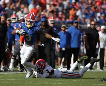 during the Gators' game against the Georgia Bulldogs on Saturday, October 28, 2023 at Ben Hill Griffin Stadium in Gainesville, Fla. / UAA Communications photo by Ashley Ray