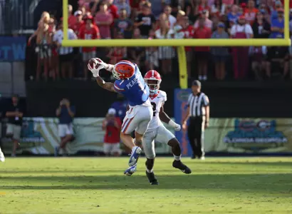 during the Gators' game against the Georgia Bulldogs on Saturday, October 28, 2023 at EverBank Stadium in Jacksonville, Fla. / UAA Communications photo by Emma Bissell