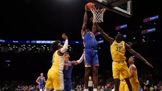 Tyrese Samuel during the Gators' game against the Pittsburgh Panthers in the first round of the NIT Season Tipoff on Wednesday, November 22, 2023 at Barclays Center in Brooklyn, NY / UAA Communications photo by Maddie Washburn