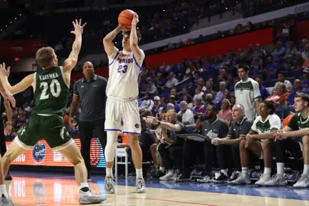 during the Gators' game against the Loyola Greyhounds on Monday, November 6, 2023 at Exactech Arena at the Stephen C. O'Connell Center in Gainesville, FL / UAA Communications photo by Ashley Ray