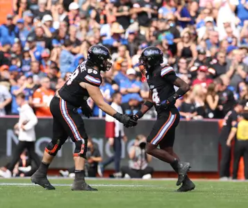 during the Gators' game against the Arkansas Razorbacks on Saturday, November 4, 2023 at Ben Hill Griffin Stadium in Gainesville, Fla. / UAA Communications photo by Maddie Washburn