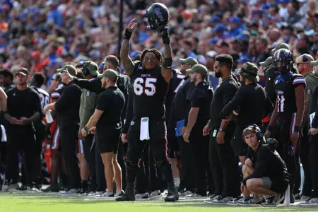 during the Gators' game against the Arkansas Razorbacks on Saturday, November 4, 2023 at Ben Hill Griffin Stadium in Gainesville, Fla. / UAA Communications photo by Mallory Peak