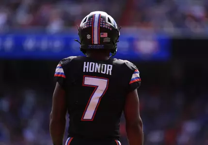 during the Gators' game against the Arkansas Razorbacks on Saturday, November 4, 2023 at Ben Hill Griffin Stadium in Gainesville, Fla. / UAA Communications photo by Lorenzo Vasquez