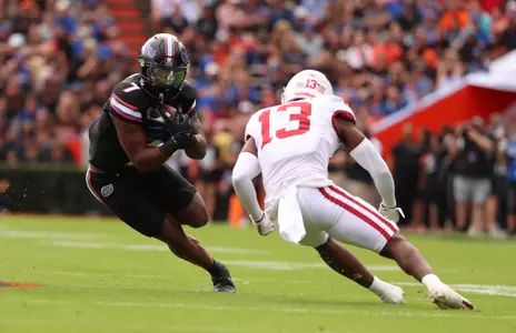 during the Gators' game against the Arkansas Razorbacks on Saturday, November 4, 2023 at Ben Hill Griffin Stadium in Gainesville, Fla. / UAA Communications photo by Lorenzo Vasquez