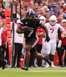 during the Gators' game against the Arkansas Razorbacks on Saturday, November 4, 2023 at Ben Hill Griffin Stadium in Gainesville, Fla. / UAA Communications photo by Lorenzo Vasquez