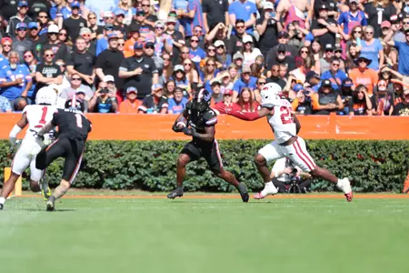 during the Gators' game against the Arkansas Razorbacks on Saturday, November 4, 2023 at Ben Hill Griffin Stadium in Gainesville, Fla. / UAA Communications photo by Mallory Peak