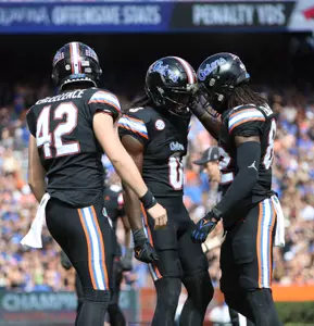 during the Gators' game against the Arkansas Razorback on Saturday, November 4, 2023 at Ben Hill Griffin Stadium in Gainesville, Fla. / UAA Communications photo by Gabriella Whisler