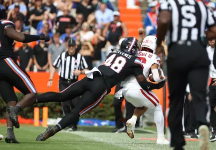 during the Gators' game against the Arkansas Razorback on Saturday, November 4, 2023 at Ben Hill Griffin Stadium in Gainesville, Fla. / UAA Communications photo by Gabriella Whisler