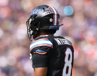 during the Gators' game against the Arkansas Razorbacks on Saturday, November 4, 2023 at Ben Hill Griffin Stadium in Gainesville, Fla. / UAA Communications photo by Maddie Washburn