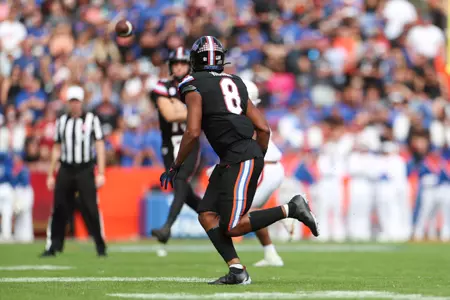 during the Gators' game against the Arkansas Razorbacks on Saturday, November 4, 2023 at Ben Hill Griffin Stadium in Gainesville, Fla. / UAA Communications photo by Mallory Peak
