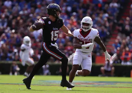 during the Gators' game against the Arkansas Razorbacks on Saturday, November 4, 2023 at Ben Hill Griffin Stadium in Gainesville, Fla. / UAA Communications photo by Lorenzo Vasquez