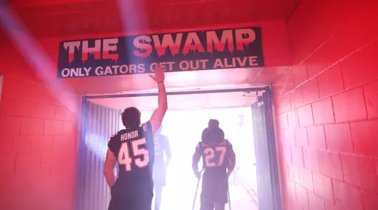 during the Gators' game against the Arkansas Razorbacks on Saturday, November 4, 2023 at Ben Hill Griffin Stadium in Gainesville, Fla. / UAA Communications photo by Lorenzo Vasquez