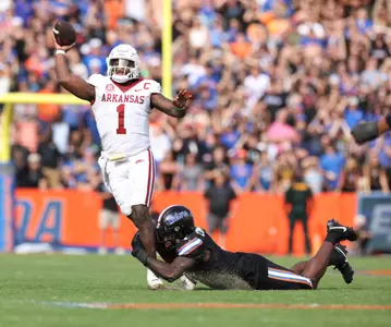 during the Gators' game against the Arkansas Razorbacks on Saturday, November 4, 2023 at Ben Hill Griffin Stadium in Gainesville, Fla. / UAA Communications photo by Maddie Washburn