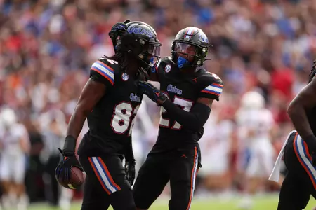 during the Gators' game against the Arkansas Razorbacks on Saturday, November 4, 2023 at Ben Hill Griffin Stadium in Gainesville, Fla. / UAA Communications photo by Mallory Peak