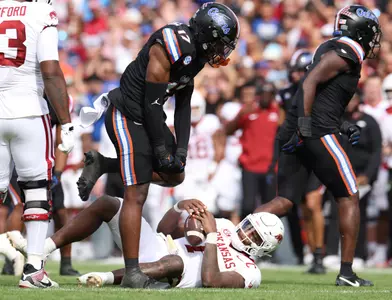 during the Gators' game against the Arkansas Razorbacks on Saturday, November 4, 2023 at Ben Hill Griffin Stadium in Gainesville, Fla. / UAA Communications photo by Maddie Washburn