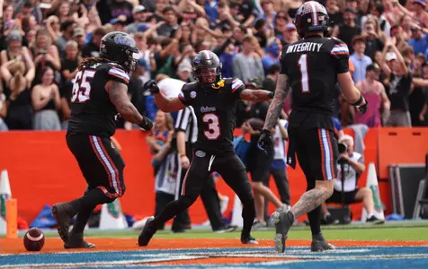 during the Gators' game against the Arkansas Razorbacks on Saturday, November 4, 2023 at Ben Hill Griffin Stadium in Gainesville, Fla. / UAA Communications photo by Lorenzo Vasquez