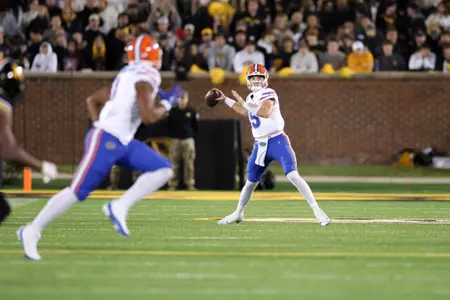 Graham Mertz during the Gators' game against the Mizzou Tigers on Saturday, November 18, 2023 at Ben Hill Griffin Stadium in Gainesville, Fla. / UAA Communications photo by Molly Kaiser