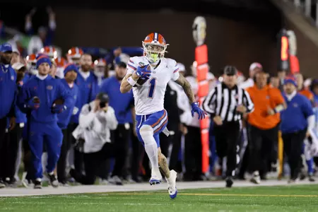 Ricky Pearsall during the Gators' game against the Mizzou Tigers on Saturday, November 18, 2023 at Ben Hill Griffin Stadium in Gainesville, Fla. / UAA Communications photo by Molly Kaiser