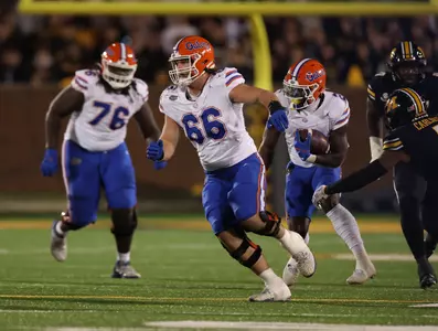 during the Gators' game against the Missouri Tigers on Saturday, November 18, 2023 at Faurot Field at Memorial Stadium in Columbia, Mo. / UAA Communications photo by Maddie Washburn
