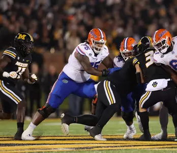 during the Gators' game against the Missouri Tigers on Saturday, November 18, 2023 at Faurot Field at Memorial Stadium in Columbia, Mo. / UAA Communications photo by Maddie Washburn