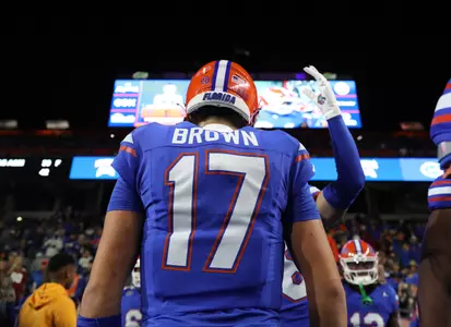 during the Gators' game against the FSU Seminoles on Saturday, November 25, 2023 at Ben Hill Griffin Stadium in Gainesville, Fla. / UAA Communications photo by Ashley Ray